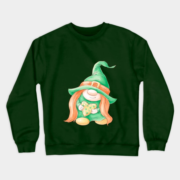 Girl St. Patrick's Day Gnome Crewneck Sweatshirt by Wanderer Bat